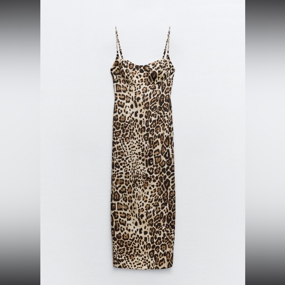 Zara Satin Dress- Leopard
